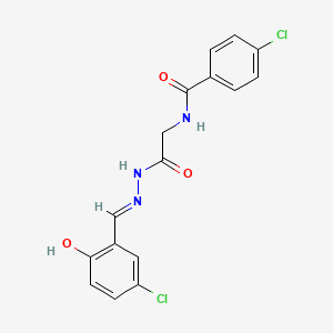 molecular formula C16H13Cl2N3O3 B15019369 4-chloro-N-{2-[(2E)-2-(5-chloro-2-hydroxybenzylidene)hydrazino]-2-oxoethyl}benzamide 