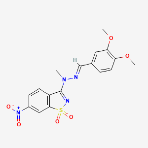 3-[(2E)-2-(3,4-dimethoxybenzylidene)-1-methylhydrazinyl]-6-nitro-1,2-benzothiazole 1,1-dioxide