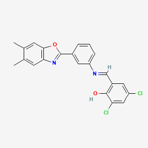 molecular formula C22H16Cl2N2O2 B15019441 2,4-dichloro-6-[(E)-{[3-(5,6-dimethyl-1,3-benzoxazol-2-yl)phenyl]imino}methyl]phenol 