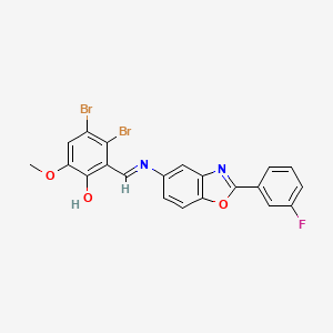 3,4-dibromo-2-[(E)-{[2-(3-fluorophenyl)-1,3-benzoxazol-5-yl]imino}methyl]-6-methoxyphenol