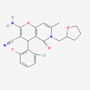 2-amino-4-(2-chloro-6-fluorophenyl)-7-methyl-5-oxo-6-(tetrahydrofuran-2-ylmethyl)-5,6-dihydro-4H-pyrano[3,2-c]pyridine-3-carbonitrile