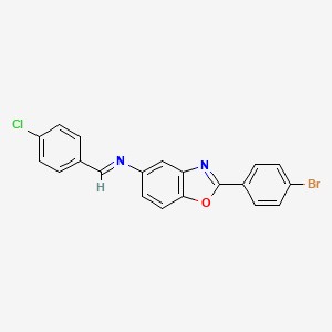 molecular formula C20H12BrClN2O B15019493 2-(4-bromophenyl)-N-[(E)-(4-chlorophenyl)methylidene]-1,3-benzoxazol-5-amine 