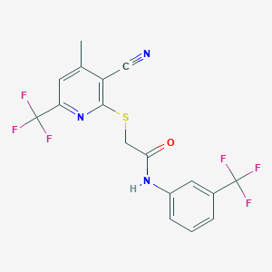 2-{[3-cyano-4-methyl-6-(trifluoromethyl)pyridin-2-yl]sulfanyl}-N-[3-(trifluoromethyl)phenyl]acetamide