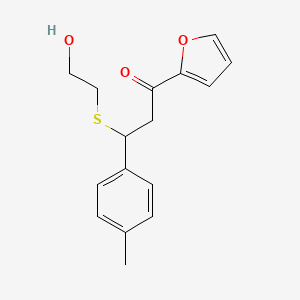 molecular formula C16H18O3S B15019557 1-(Furan-2-yl)-3-[(2-hydroxyethyl)sulfanyl]-3-(4-methylphenyl)propan-1-one 