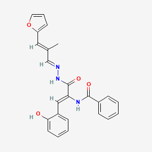 N-[(1Z)-3-{(2E)-2-[(2E)-3-(furan-2-yl)-2-methylprop-2-en-1-ylidene]hydrazinyl}-1-(2-hydroxyphenyl)-3-oxoprop-1-en-2-yl]benzamide