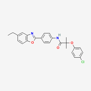 molecular formula C25H23ClN2O3 B15019568 2-(4-chlorophenoxy)-N-[4-(5-ethyl-1,3-benzoxazol-2-yl)phenyl]-2-methylpropanamide 