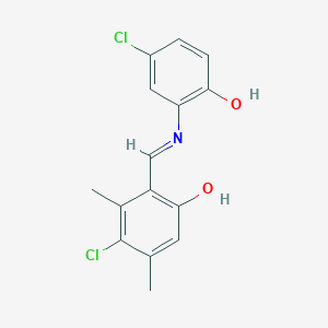 molecular formula C15H13Cl2NO2 B15019572 4-Chloro-2-[(E)-[(5-chloro-2-hydroxyphenyl)imino]methyl]-3,5-dimethylphenol 