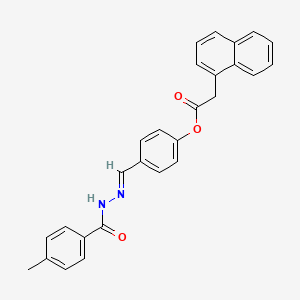 molecular formula C27H22N2O3 B15019595 4-[(E)-{2-[(4-methylphenyl)carbonyl]hydrazinylidene}methyl]phenyl naphthalen-1-ylacetate 