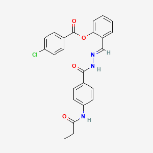 2-[(E)-(2-{[4-(propanoylamino)phenyl]carbonyl}hydrazinylidene)methyl]phenyl 4-chlorobenzoate