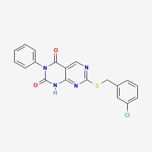 molecular formula C19H13ClN4O2S B15019624 7-[(3-chlorobenzyl)sulfanyl]-3-phenylpyrimido[4,5-d]pyrimidine-2,4(1H,3H)-dione 