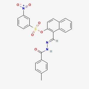 molecular formula C25H19N3O6S B15019632 1-[(E)-{2-[(4-methylphenyl)carbonyl]hydrazinylidene}methyl]naphthalen-2-yl 3-nitrobenzenesulfonate 