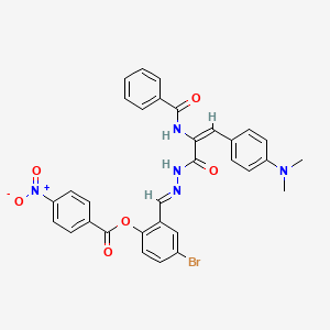 molecular formula C32H26BrN5O6 B15019643 4-bromo-2-[(E)-(2-{(2E)-3-[4-(dimethylamino)phenyl]-2-[(phenylcarbonyl)amino]prop-2-enoyl}hydrazinylidene)methyl]phenyl 4-nitrobenzoate 