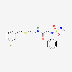 molecular formula C19H24ClN3O3S2 B15019662 N-(2-{[(3-Chlorophenyl)methyl]sulfanyl}ethyl)-2-[(dimethylsulfamoyl)(phenyl)amino]acetamide 