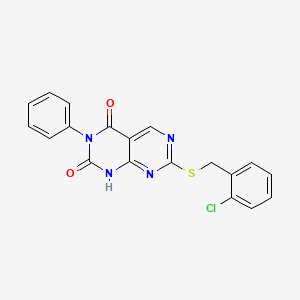 molecular formula C19H13ClN4O2S B15019678 7-[(2-chlorobenzyl)sulfanyl]-3-phenylpyrimido[4,5-d]pyrimidine-2,4(1H,3H)-dione 