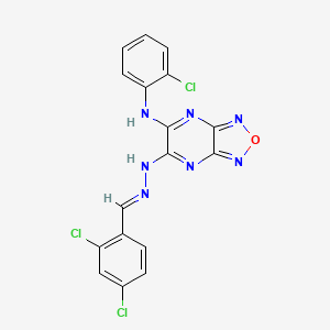 molecular formula C17H10Cl3N7O B15019700 N-(2-chlorophenyl)-6-[(2E)-2-(2,4-dichlorobenzylidene)hydrazinyl][1,2,5]oxadiazolo[3,4-b]pyrazin-5-amine 