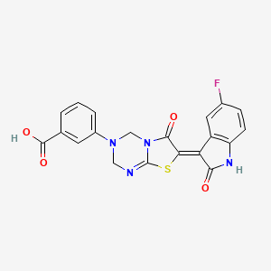 3-[(7Z)-7-(5-fluoro-2-oxo-1,2-dihydro-3H-indol-3-ylidene)-6-oxo-6,7-dihydro-2H-[1,3]thiazolo[3,2-a][1,3,5]triazin-3(4H)-yl]benzoic acid