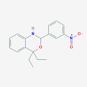 molecular formula C18H20N2O3 B15019761 4,4-Diethyl-2-(3-nitrophenyl)-1,4-dihydro-2H-3,1-benzoxazine 