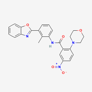 molecular formula C25H22N4O5 B15019786 N-[3-(1,3-benzoxazol-2-yl)-2-methylphenyl]-2-morpholin-4-yl-5-nitrobenzamide 