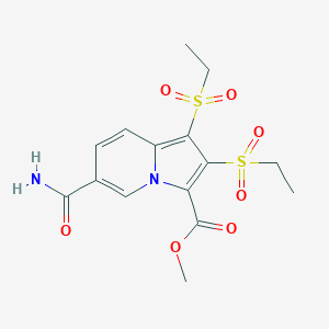 molecular formula C15H18N2O7S2 B15019794 Methyl 6-carbamoyl-1,2-bis(ethylsulfonyl)indolizine-3-carboxylate 