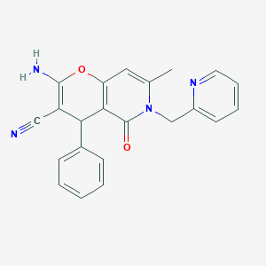 molecular formula C22H18N4O2 B15019801 2-amino-7-methyl-5-oxo-4-phenyl-6-(pyridin-2-ylmethyl)-5,6-dihydro-4H-pyrano[3,2-c]pyridine-3-carbonitrile 