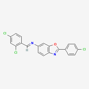 molecular formula C20H11Cl3N2O B15019817 2-(4-chlorophenyl)-N-[(E)-(2,4-dichlorophenyl)methylidene]-1,3-benzoxazol-6-amine 