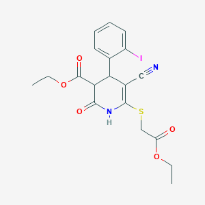 Ethyl 5-cyano-6-[(2-ethoxy-2-oxoethyl)sulfanyl]-4-(2-iodophenyl)-2-oxo-1,2,3,4-tetrahydropyridine-3-carboxylate