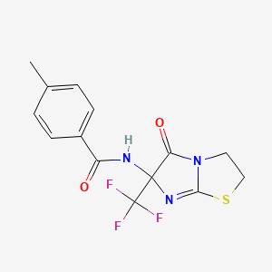 molecular formula C14H12F3N3O2S B15019826 4-methyl-N-[5-oxo-6-(trifluoromethyl)-2,3,5,6-tetrahydroimidazo[2,1-b][1,3]thiazol-6-yl]benzamide 