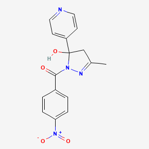 molecular formula C16H14N4O4 B15019830 [5-hydroxy-3-methyl-5-(4-pyridyl)-4,5-dihydro-1H-pyrazol-1-yl](4-nitrophenyl)methanone 