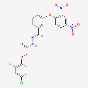 molecular formula C21H14Cl2N4O7 B15019846 2-(2,4-Dichlorophenoxy)-N'-[(E)-[3-(2,4-dinitrophenoxy)phenyl]methylidene]acetohydrazide 