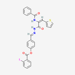 4-[(E)-{2-[(2E)-2-[(phenylcarbonyl)amino]-3-(thiophen-2-yl)prop-2-enoyl]hydrazinylidene}methyl]phenyl 2-iodobenzoate