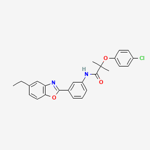 molecular formula C25H23ClN2O3 B15019885 2-(4-chlorophenoxy)-N-[3-(5-ethyl-1,3-benzoxazol-2-yl)phenyl]-2-methylpropanamide 