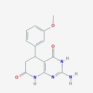 molecular formula C14H14N4O3 B15019889 2-amino-4-hydroxy-5-(3-methoxyphenyl)-5,8-dihydropyrido[2,3-d]pyrimidin-7(6H)-one 