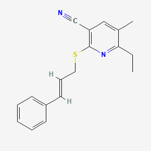 molecular formula C18H18N2S B15019896 6-ethyl-5-methyl-2-{[(2E)-3-phenylprop-2-en-1-yl]sulfanyl}pyridine-3-carbonitrile 