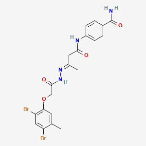 molecular formula C20H20Br2N4O4 B15019897 4-{[(3E)-3-{2-[(2,4-dibromo-5-methylphenoxy)acetyl]hydrazinylidene}butanoyl]amino}benzamide 