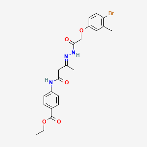 molecular formula C22H24BrN3O5 B15019922 ethyl 4-{[(3E)-3-{2-[(4-bromo-3-methylphenoxy)acetyl]hydrazinylidene}butanoyl]amino}benzoate 