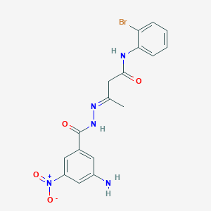 (3E)-3-{2-[(3-amino-5-nitrophenyl)carbonyl]hydrazinylidene}-N-(2-bromophenyl)butanamide