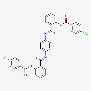 molecular formula C34H22Cl2N2O4 B15020046 benzene-1,4-diylbis[nitrilo(E)methylylidenebenzene-2,1-diyl] bis(4-chlorobenzoate) 