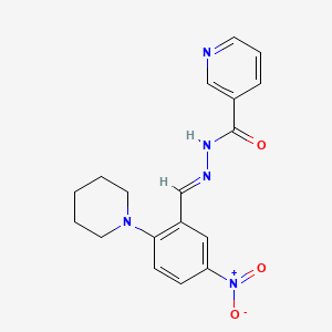 molecular formula C18H19N5O3 B15020104 N'-[(E)-[5-Nitro-2-(piperidin-1-YL)phenyl]methylidene]pyridine-3-carbohydrazide 