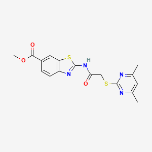 molecular formula C17H16N4O3S2 B15020112 Methyl 2-({[(4,6-dimethylpyrimidin-2-yl)sulfanyl]acetyl}amino)-1,3-benzothiazole-6-carboxylate 