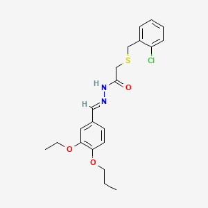 molecular formula C21H25ClN2O3S B15020165 2-[(2-chlorobenzyl)sulfanyl]-N'-[(E)-(3-ethoxy-4-propoxyphenyl)methylidene]acetohydrazide 