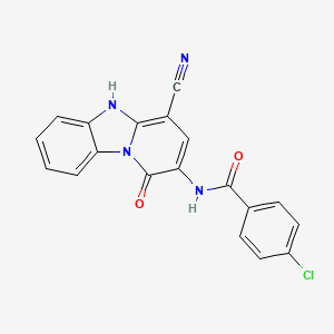 4-chloro-N-(4-cyano-1-oxo-1,5-dihydropyrido[1,2-a]benzimidazol-2-yl)benzamide