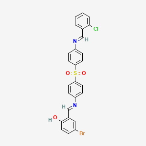 4-Bromo-2-[(E)-[(4-{4-[(E)-[(2-chlorophenyl)methylidene]amino]benzenesulfonyl}phenyl)imino]methyl]phenol