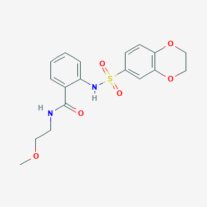 molecular formula C18H20N2O6S B15020378 2-[(2,3-dihydro-1,4-benzodioxin-6-ylsulfonyl)amino]-N-(2-methoxyethyl)benzamide 