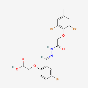 molecular formula C18H15Br3N2O5 B15020385 {4-bromo-2-[(E)-{2-[(2,6-dibromo-4-methylphenoxy)acetyl]hydrazinylidene}methyl]phenoxy}acetic acid 