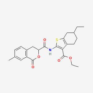 molecular formula C24H27NO5S B15020397 ethyl 6-ethyl-2-{[(7-methyl-1-oxo-3,4-dihydro-1H-isochromen-3-yl)carbonyl]amino}-4,5,6,7-tetrahydro-1-benzothiophene-3-carboxylate 