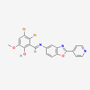 molecular formula C20H13Br2N3O3 B15020446 3,4-dibromo-6-methoxy-2-[(E)-{[2-(pyridin-4-yl)-1,3-benzoxazol-5-yl]imino}methyl]phenol 