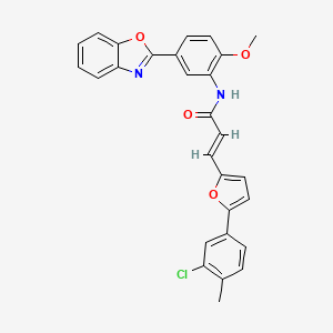 (2E)-N-[5-(1,3-benzoxazol-2-yl)-2-methoxyphenyl]-3-[5-(3-chloro-4-methylphenyl)furan-2-yl]prop-2-enamide