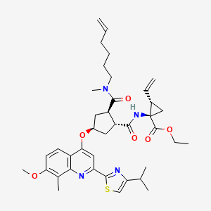 molecular formula C39H50N4O6S B1502047 ethyl (1R,2S)-1-([[(1R,2R,4R)-2-[hex-5-en-1-yl(methyl)carbamoyl]-4-[[2-(4-isopropyl-1,3-thiazol-2-yl)-7-methoxy-8-methylquinolin-4-yl]oxy]cyclopentyl]-carbonyl]amino)-2-vinylcyclopropanecarboxylate CAS No. 923604-56-2