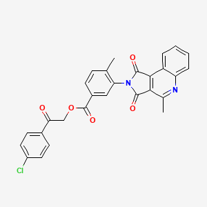 molecular formula C28H19ClN2O5 B15020474 2-(4-chlorophenyl)-2-oxoethyl 4-methyl-3-(4-methyl-1,3-dioxo-1,3-dihydro-2H-pyrrolo[3,4-c]quinolin-2-yl)benzoate 