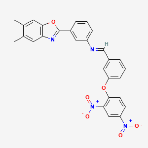 molecular formula C28H20N4O6 B15020481 3-(5,6-dimethyl-1,3-benzoxazol-2-yl)-N-{(E)-[3-(2,4-dinitrophenoxy)phenyl]methylidene}aniline 